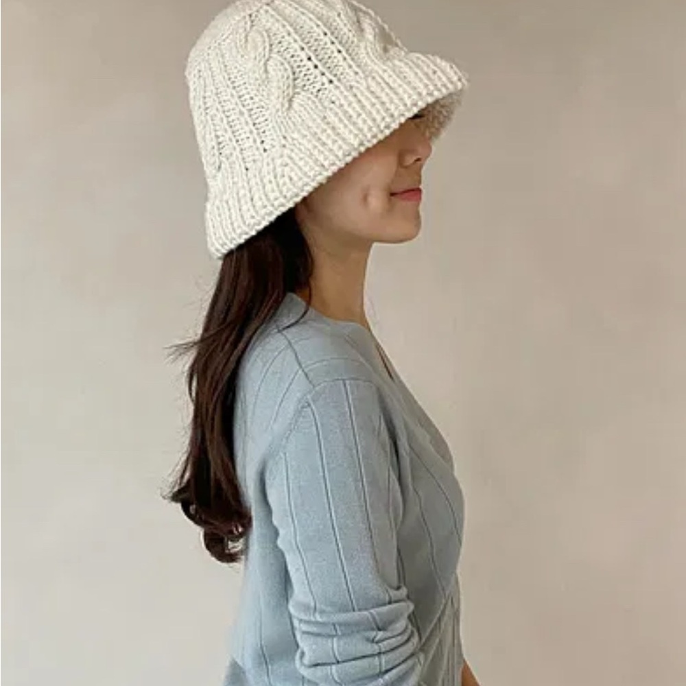 Cozy Cable Knit Bucket Hat - Cream #1325